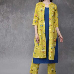 Anouk Women Printed Layered Kurta with Trousers