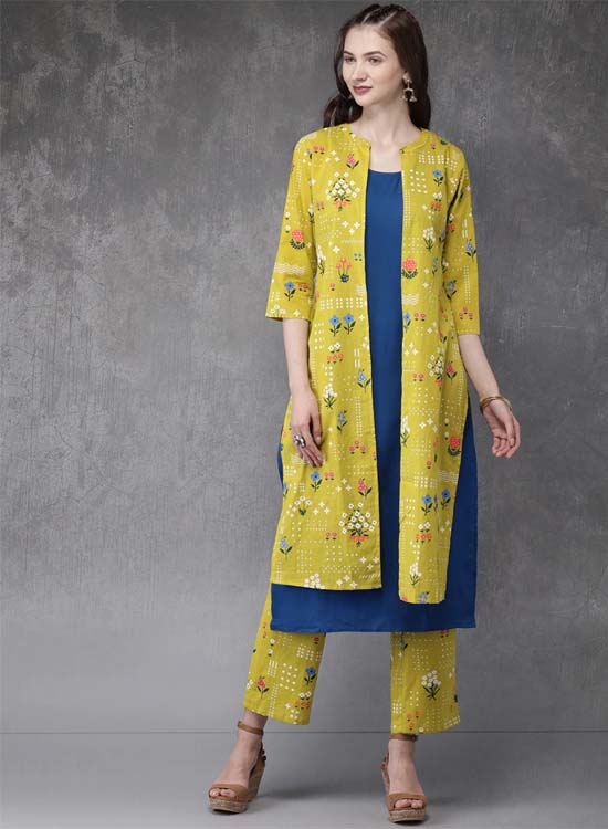 Anouk Women Printed Layered Kurta with Trousers