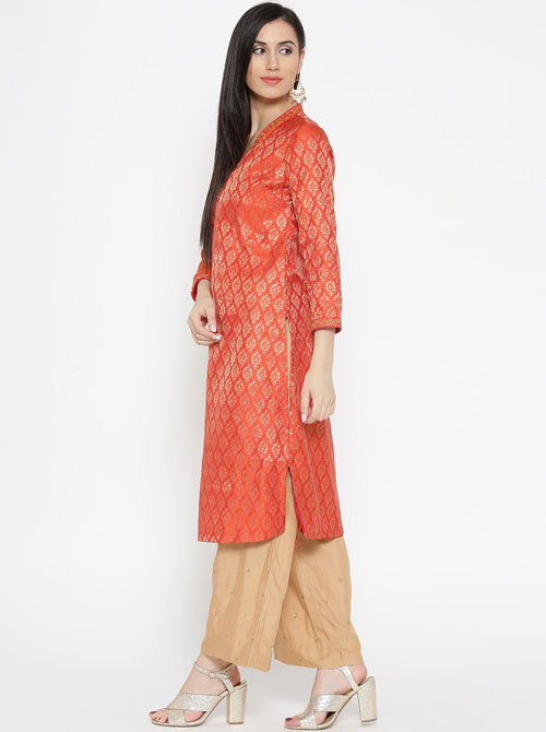 Biba Women  Woven Design Straight Kurta