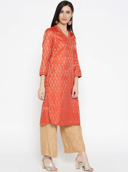 Biba Women  Woven Design Straight Kurta