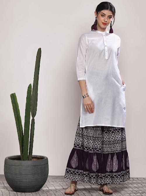 Sangria Women Solid Kurta with Palazzos