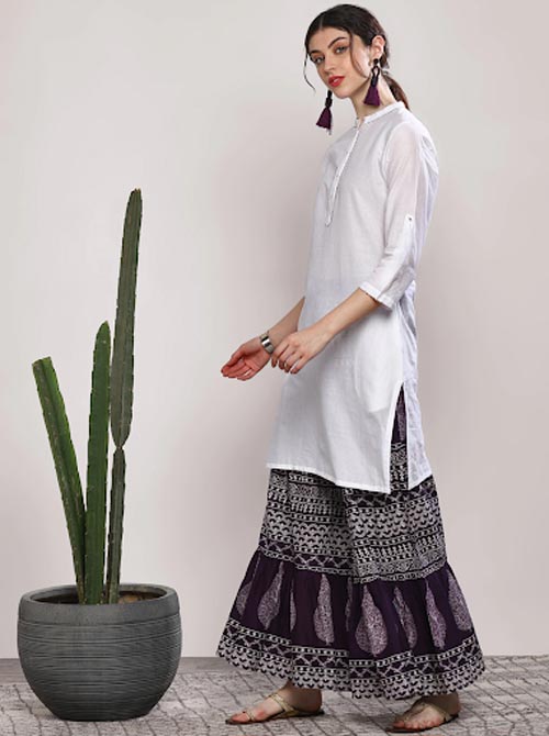 Sangria Women Solid Kurta with Palazzos