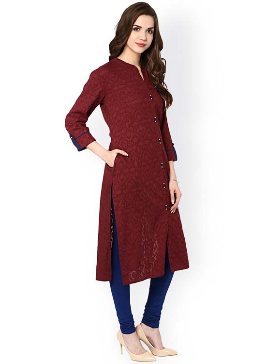 Sringam Women Woven Design Straight Kurta