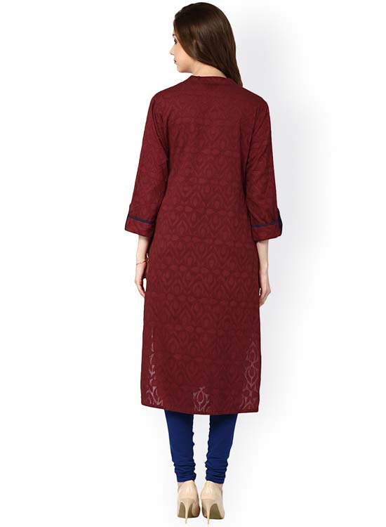 Sringam Women Woven Design Straight Kurta