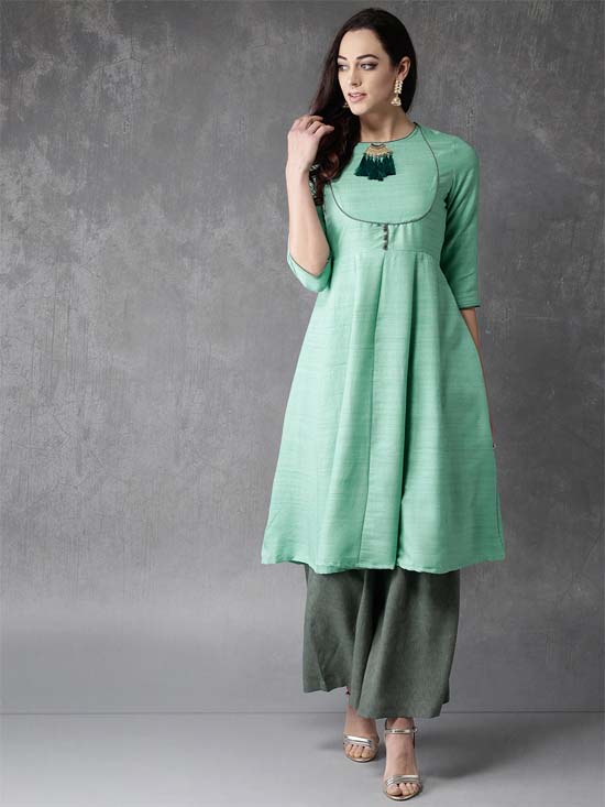 Anouk Women Solid Kurta with Palazzos