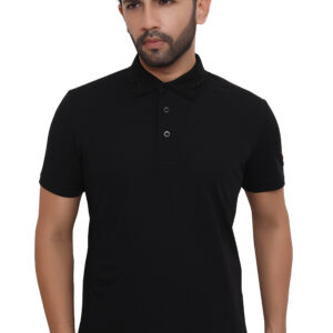 Flying Machine Polo T-Shirt Dryfit, Black