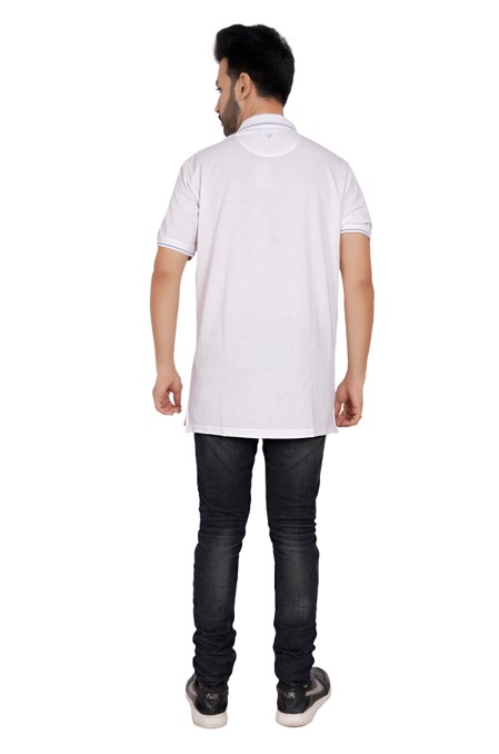 EXCLUSIVE COMFORT T-SHIRTWhite With Sky Blue Tipping