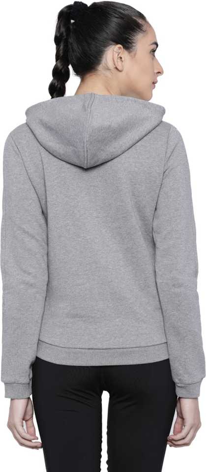 Puma  Solid Round Neck Casual Women Grey Sweater