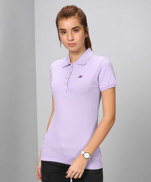 Aeropostale  Solid Women Polo Neck  T-Shirt