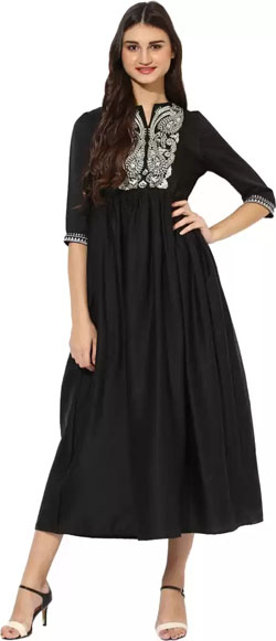 Juniper  Women Embroidered Cotton Silk Dress