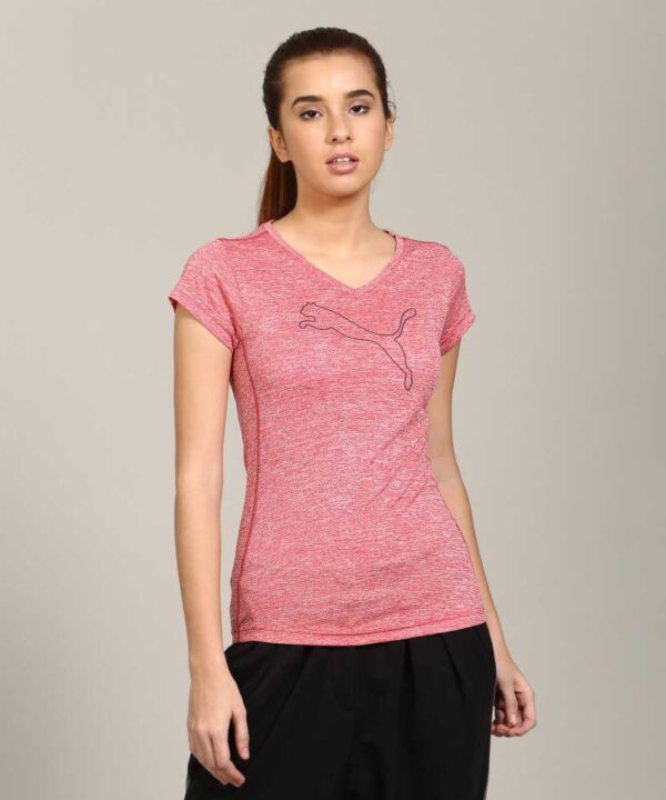 Puma Casual Short Sleeve Self Design Women Pink Top