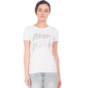 Aeropostale  Printed Women Round Neck White T-Shirt