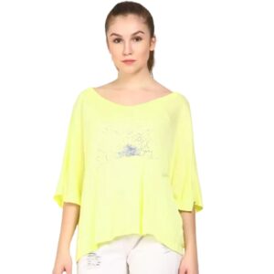 GAP  Casual Half Sleeve Solid Women Yellow Top