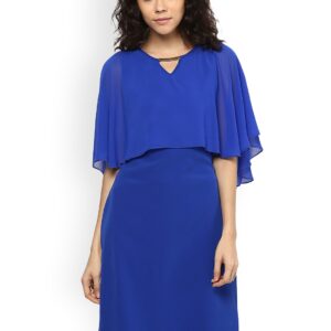 109F Blue Solid Shift Dress