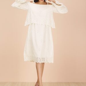 all about you Off-White Schiffli Off-Shoulder Dress