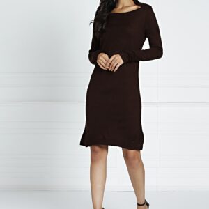 all about you Women Brown Solid A-Line Dress