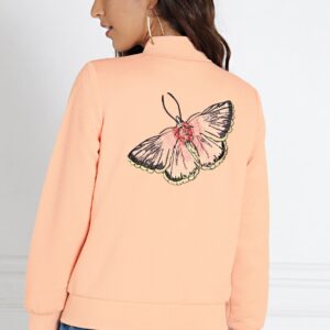 all about youWomen Peach-Coloured Quilted Butterfly Sweatshirt