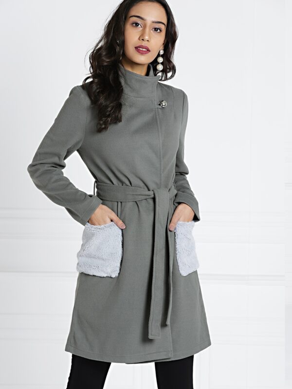 all about youWomen Grey Solid Duster Jacket