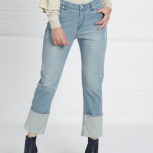 all about you Women Blue Straight Fit Mid-Rise Mildly Distressed Stretchable Cropped Jeans