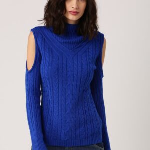 all about you from Deepika Padukone Women Blue Self Design Pullover