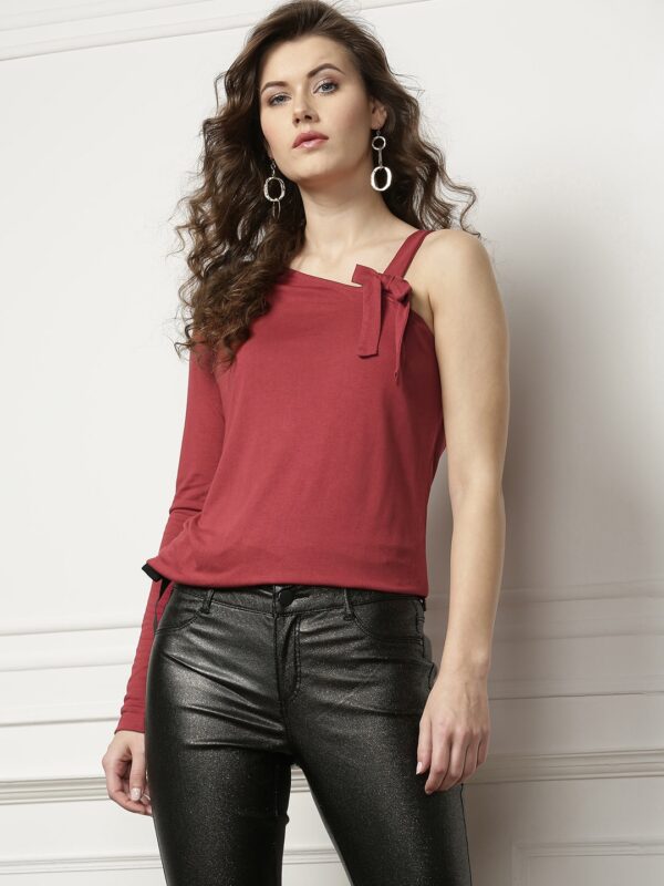 all about you Women Red Solid Blouson Top