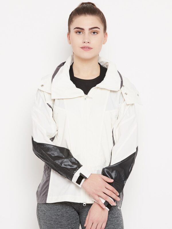 ADIDAS by Stella McCartney Women Off-White  Grey Ultra Tech Running Jacket