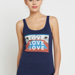 ADIDAS Women Navy New York Graphic Printed Tank Top