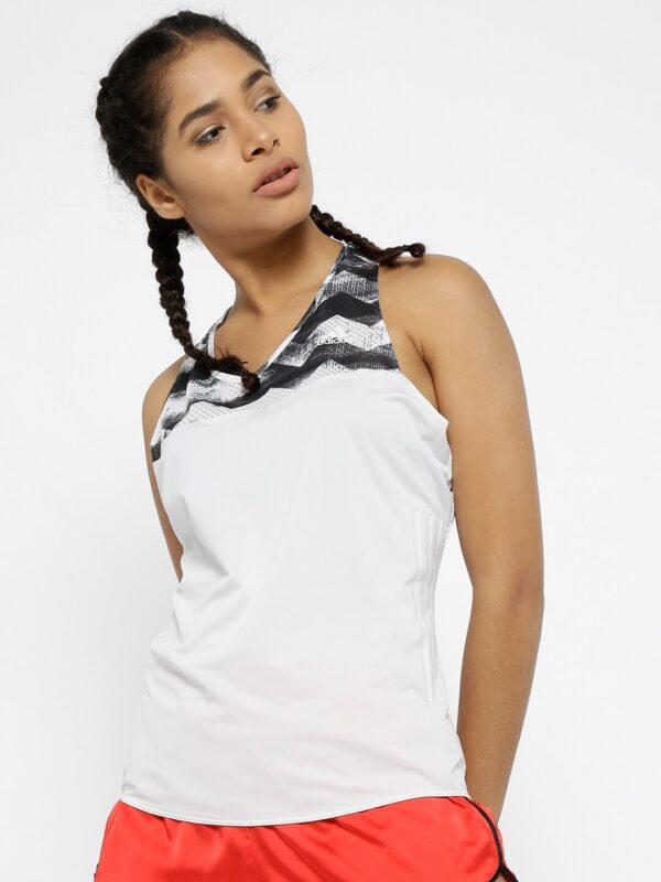 Adidas Women White  Adizero Printed Running Tank Top