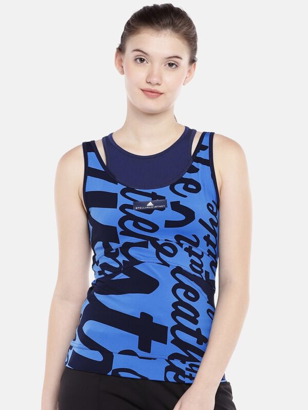 Stella McCartney by ADIDAS Women Blue Printed Training Tank Top