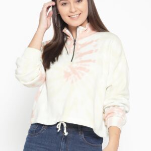 AMERICAN EAGLE OUTFITTERS Women White  Peach-Coloured Printed Sweatshirt