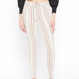 AMERICAN EAGLE OUTFITTERS Women Beige  Brown Regular Fit Striped Trousers