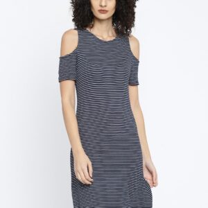 ALCOTT Women Navy  White Striped A-Line Dress