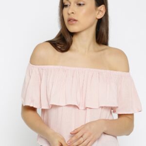 ALCOTT Women Pink Solid Bardot Top