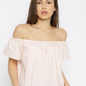 ALCOTT Women Pink Solid Bardot Top