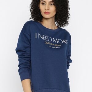 ALCOTT Navy Printed Sweatshirt with Zip Detail