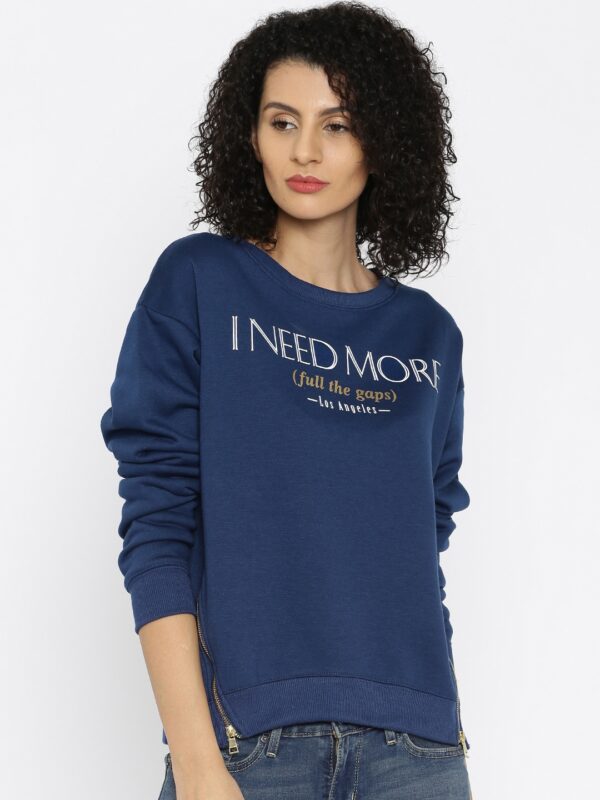 ALCOTT Navy Printed Sweatshirt with Zip Detail