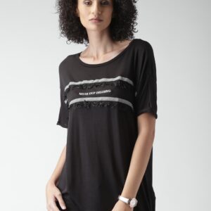 ALCOTT Women Black Printed T-shirt