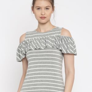 ALCOTT Women Grey Striped Top