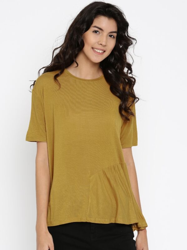 ALCOTT Women Mustard Yellow Solid Top