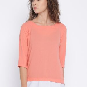 Annabelle by Pantaloons Women Peach Solid Top