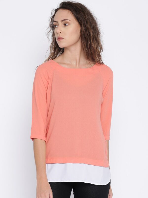 Annabelle by Pantaloons Women Peach Solid Top