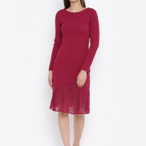 AND Women Maroon Drop-Waist Dress