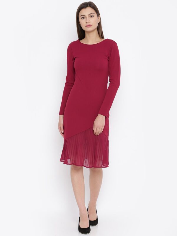 AND Women Maroon Drop-Waist Dress