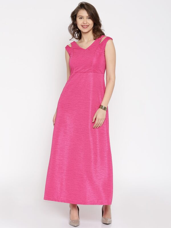 AND Women Pink Solid Maxi Dress