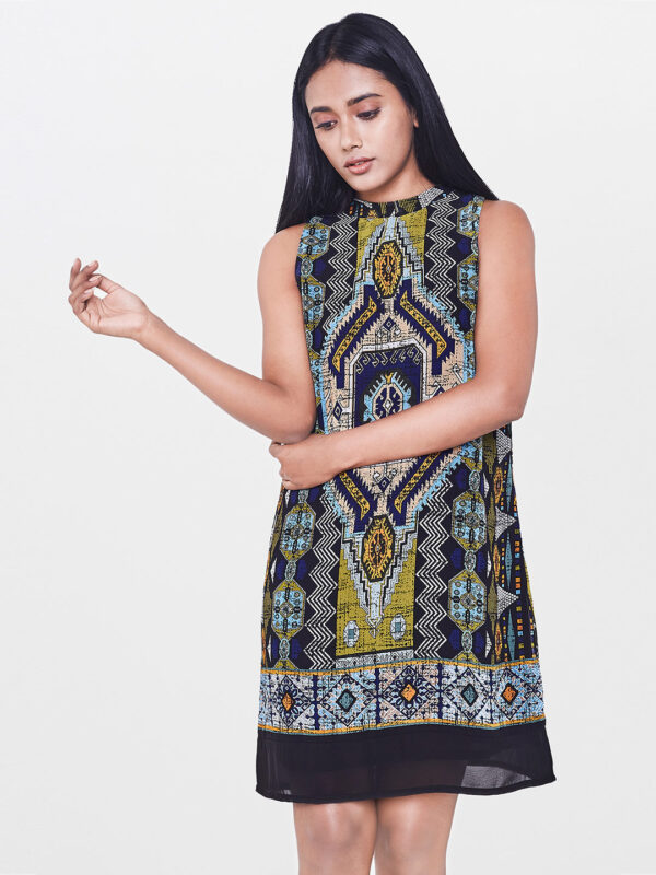 AND Women Black Printed A-Line Dress