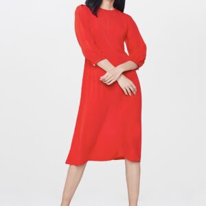 AND Women Red Solid A-Line Dress