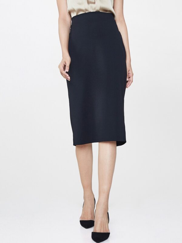 AND Women Black Solid Pencil Skirt