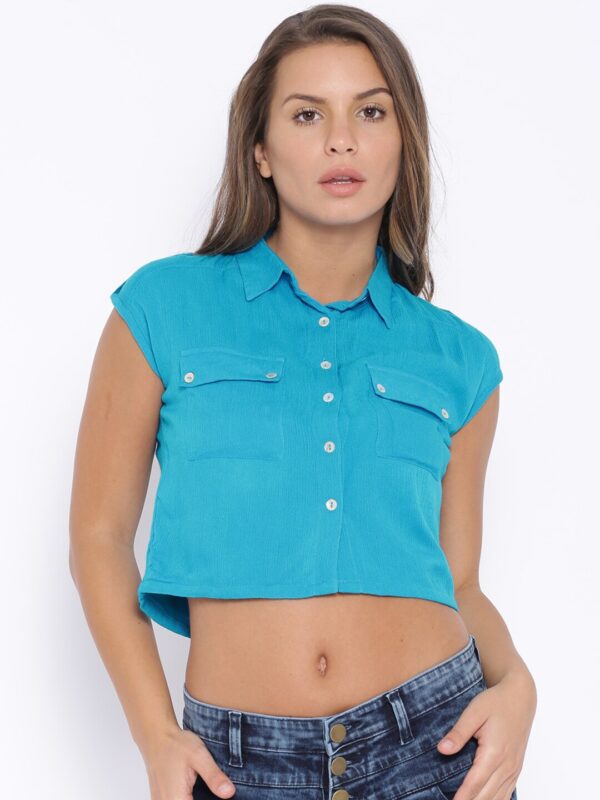 AND Blue Crop Shirt