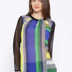 AND Multicoloured Semi-Sheer Polyester Top