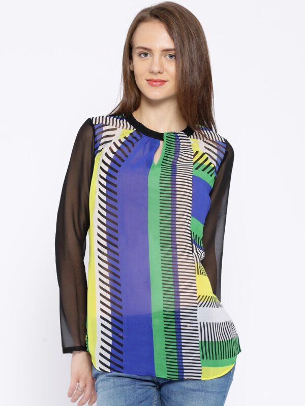 AND Multicoloured Semi-Sheer Polyester Top